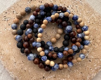 Pulsera elástica de cuentas – Sodalita
