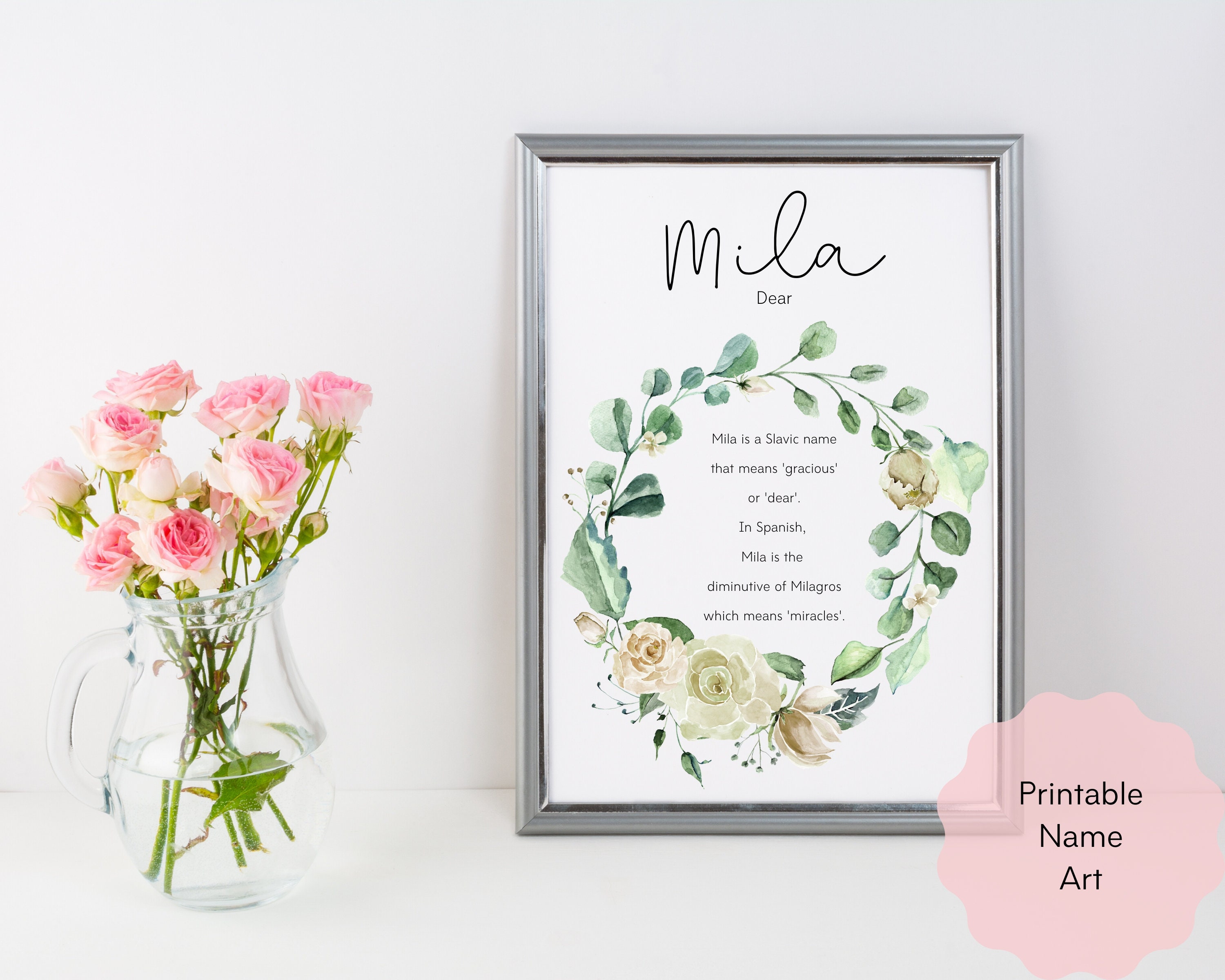 Mila Name Art Mila Name Meaning Art Mila Nursery Art Mila - Etsy
