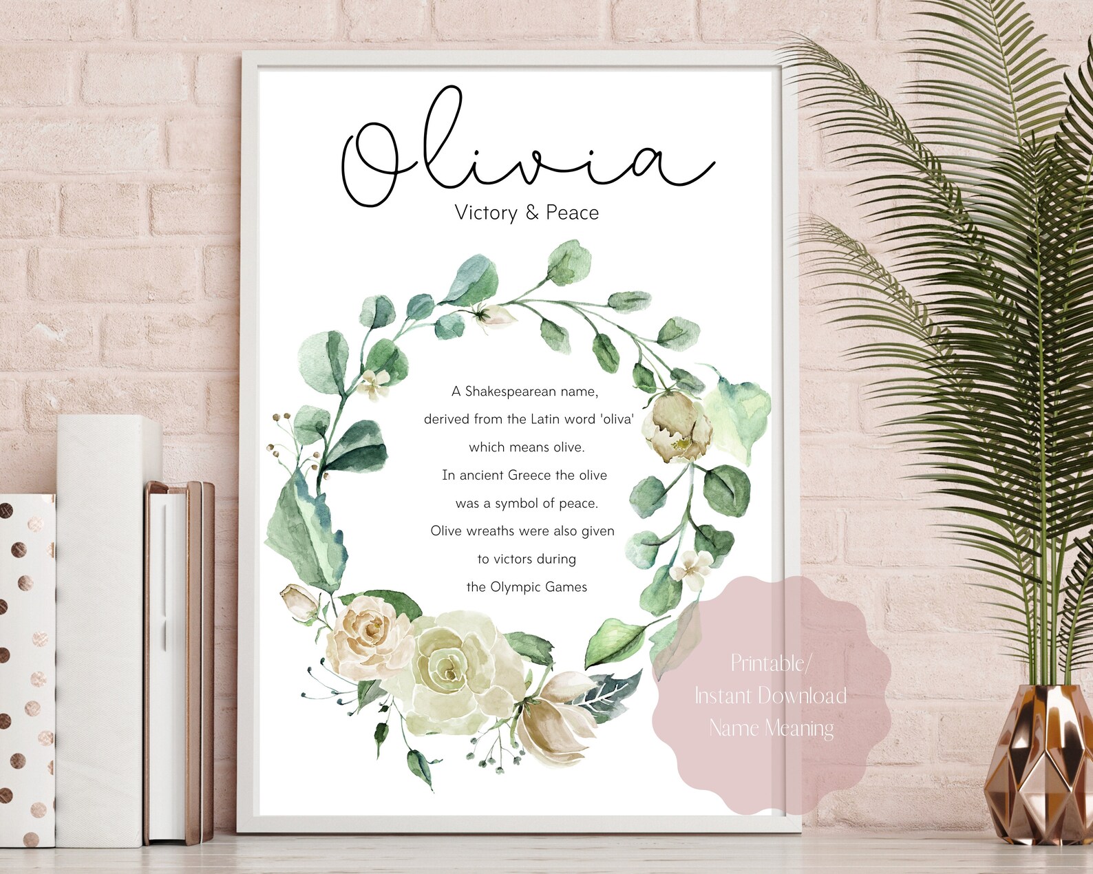 Olivia name meaning art Olivia name print Olivia name art Etsy