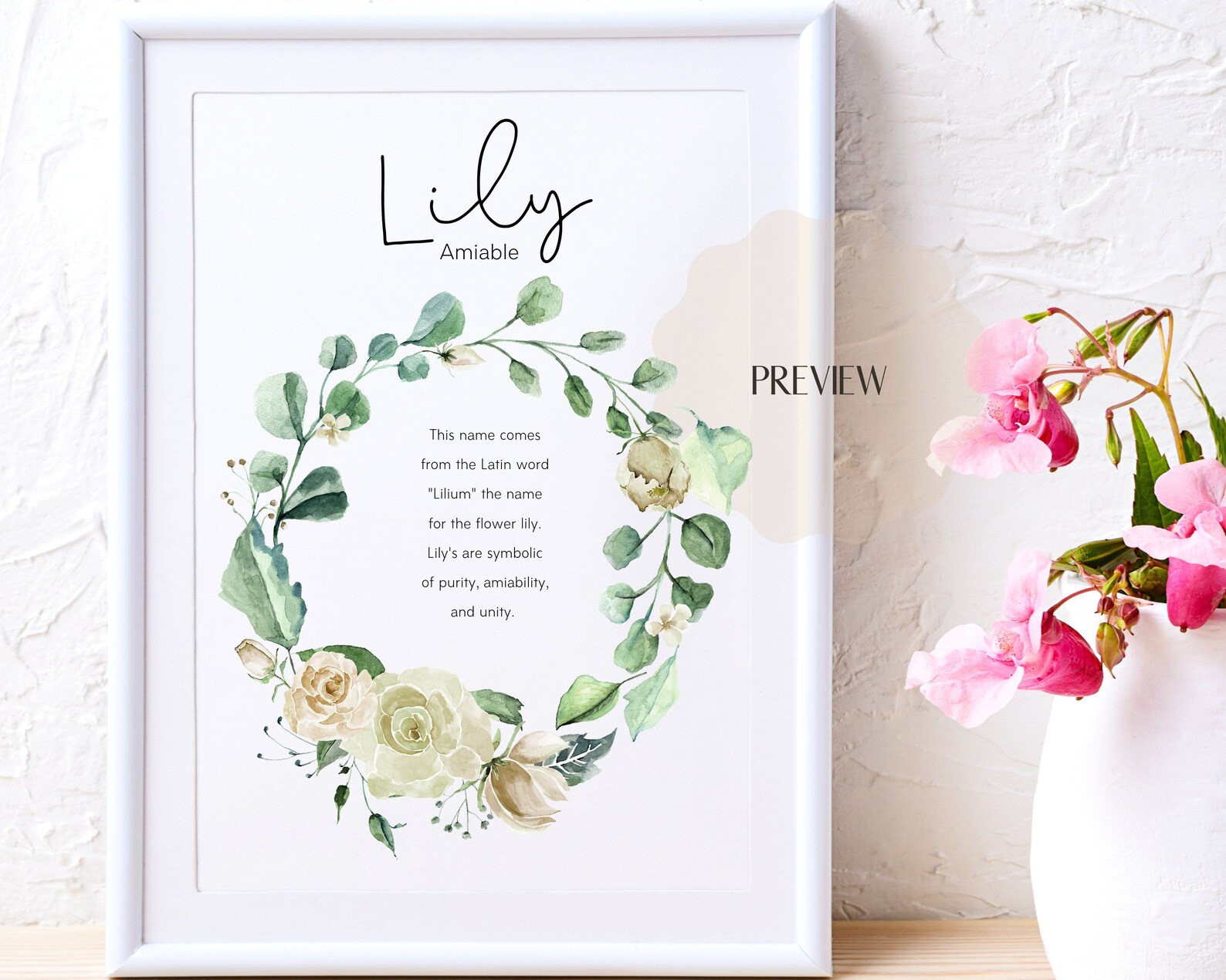 Lily name meaning art Lily nursery art Lily name art Etsy
