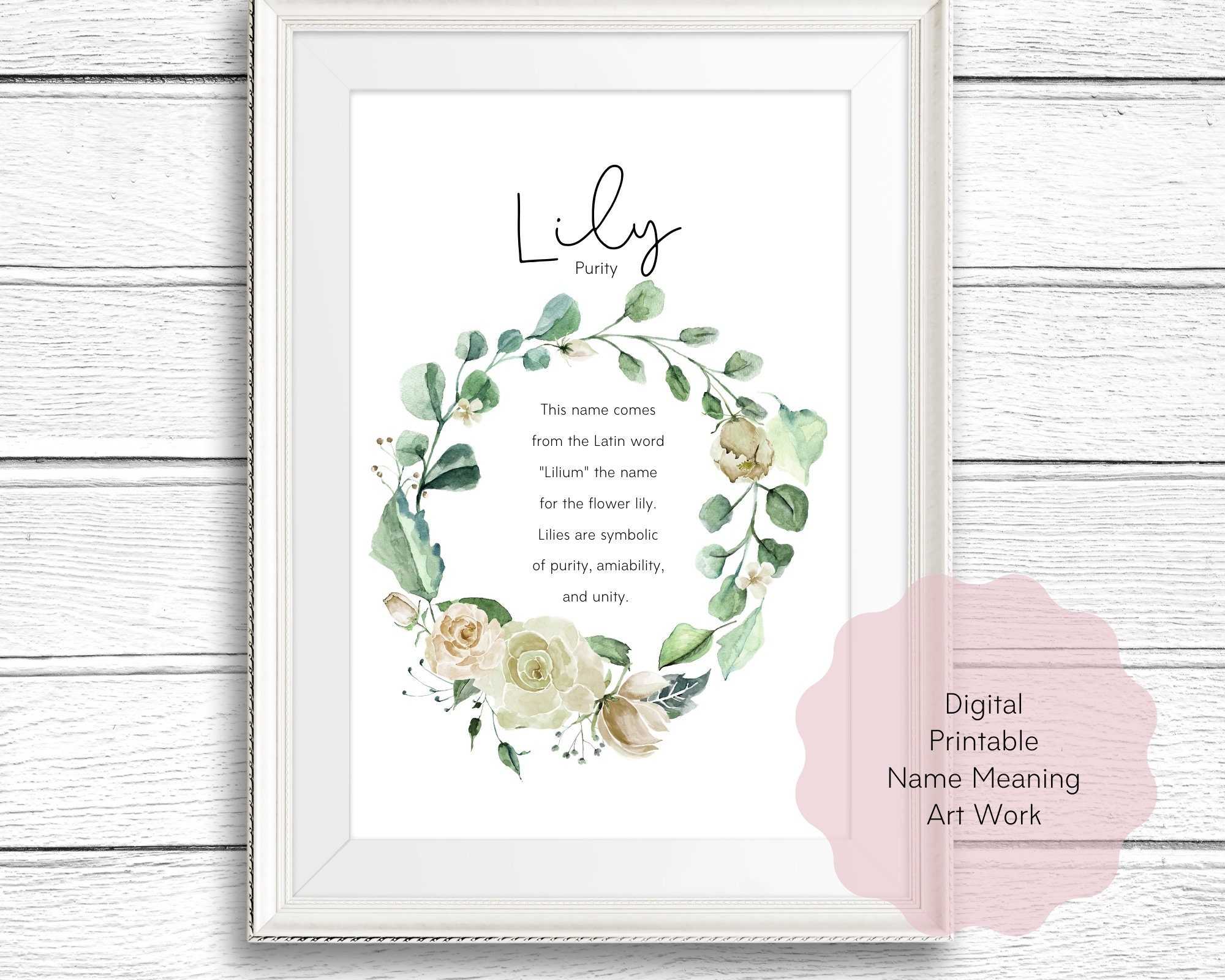 Lily Name Meaning Art Lily Nursery Art Lily Name Art Etsy Singapore