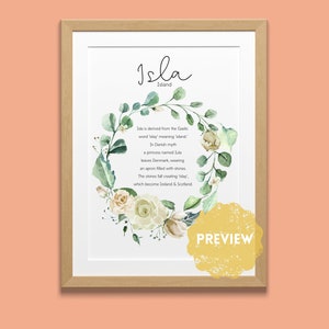 Isla Digital Print, Isla Digital Art, Isla Name Meaning