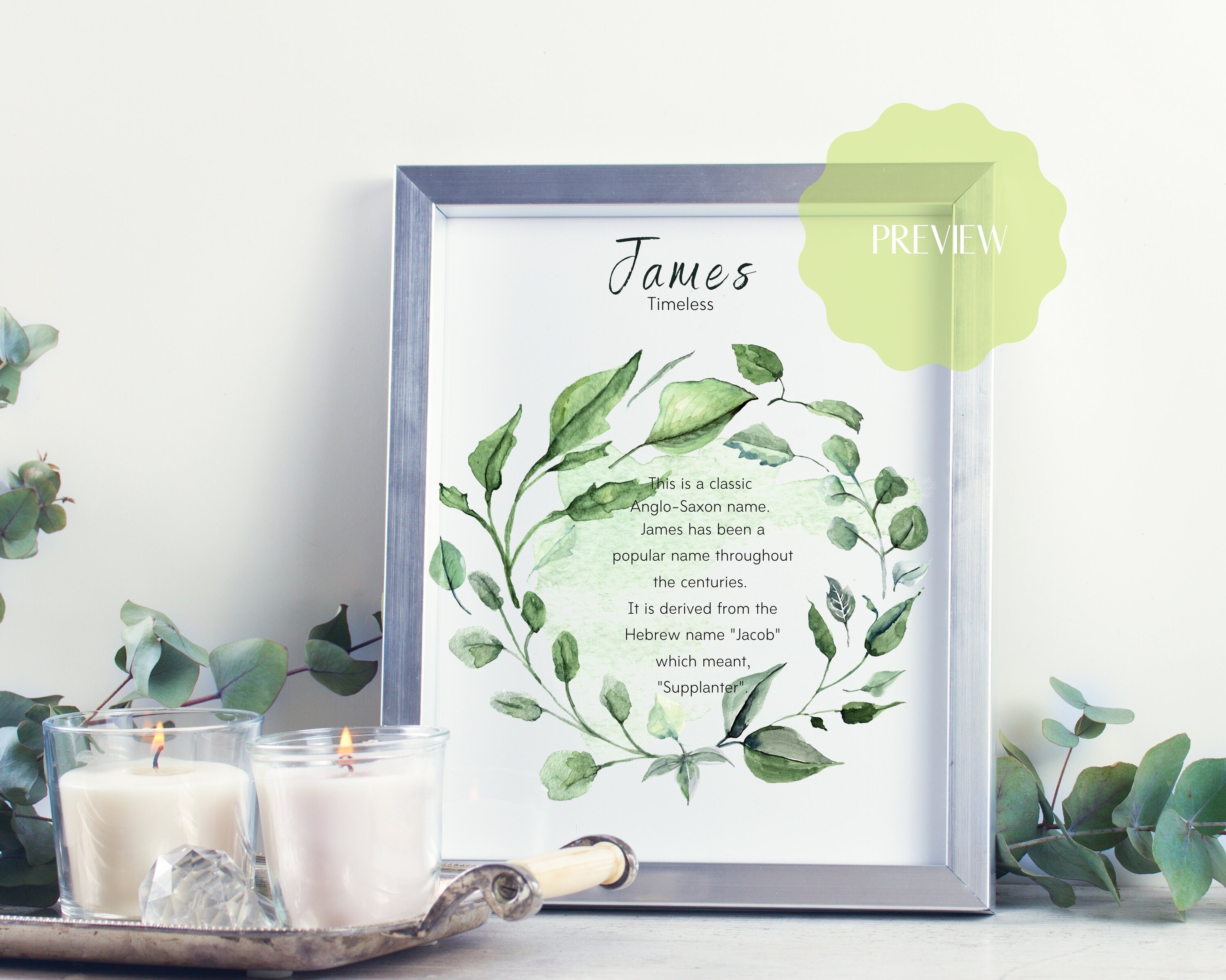 Nursery Digital Print Name Art James Name Meaning Printable Modern