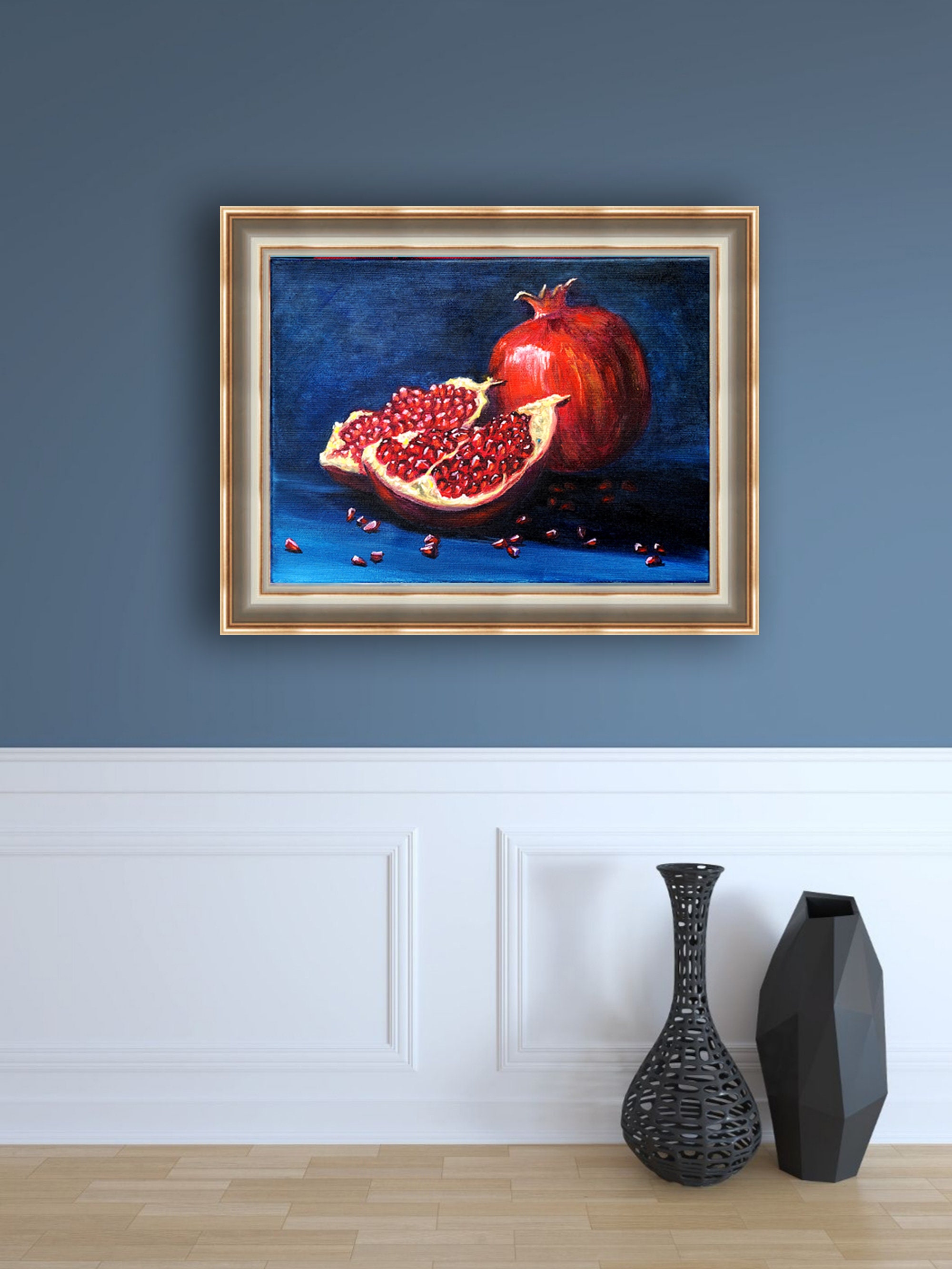 ザクロの絵画 オリジナルアート 油絵 キャンバスアートワーク 12 x 16