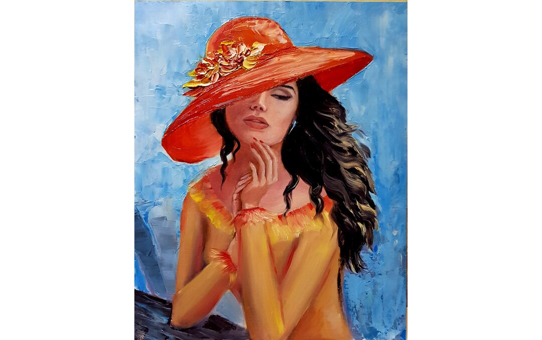 Woman Painting Female Portrait Original Art Oil Painting Canvas Artwork ...
