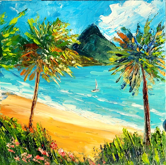 Paint by Number Palm Tree Beach Canvas 12x12 (canvas only)