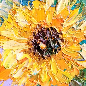 Sunflower Painting Tiny Artwork Original Painting Flower Art Impasto Painting By ArtByVarduhi