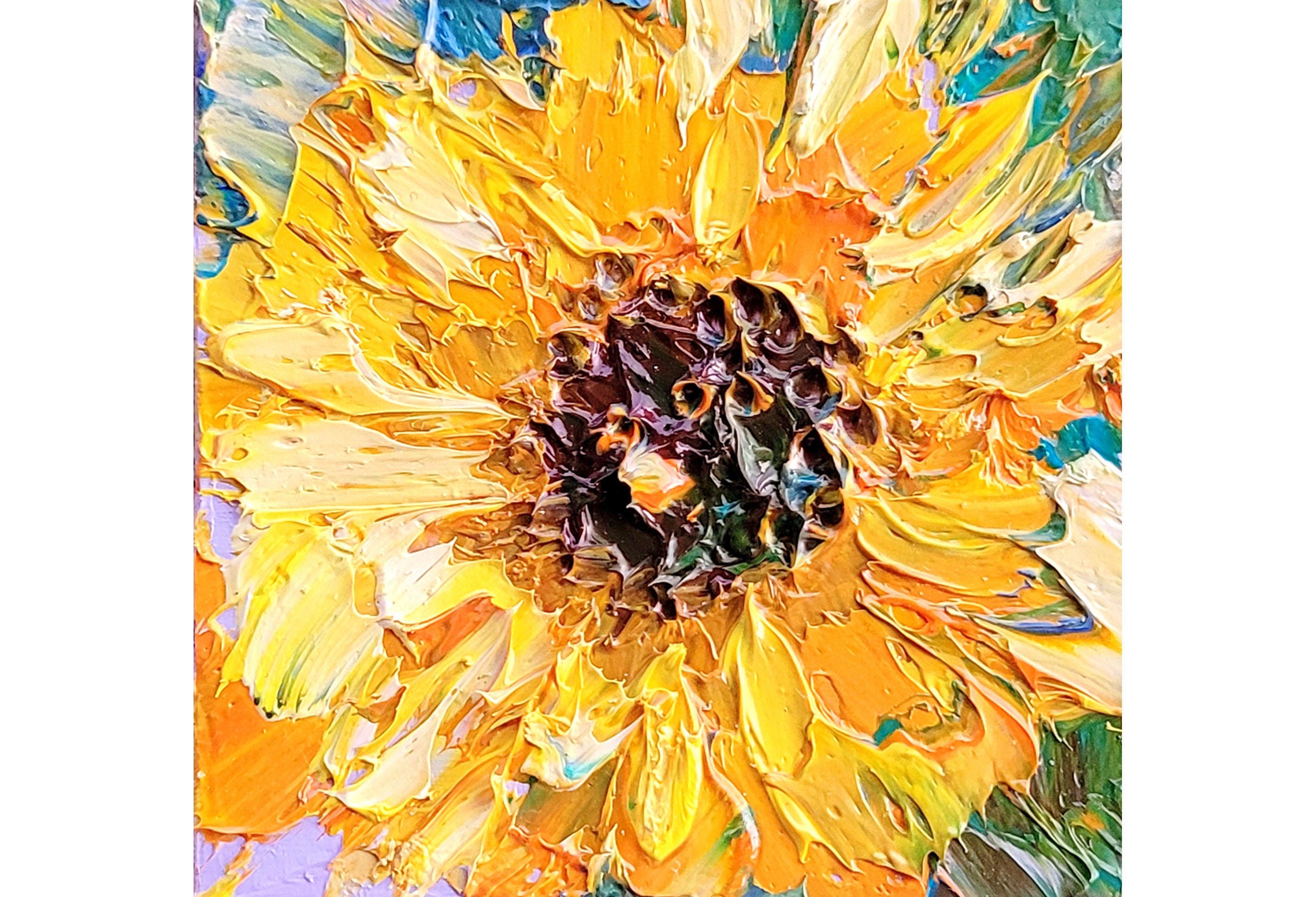 Sunflower Painting Tiny Artwork Original Painting Flower Art Impasto ...