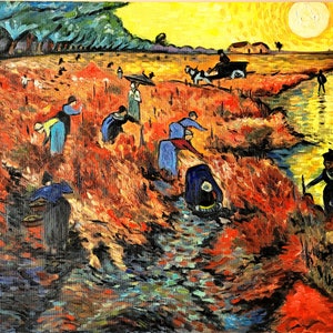 Van Gogh Painting Original Art &quot;The Red Vineyard&quot; Oil Painting Landscape Artwork Canvas Painting By ArtByVarduhi