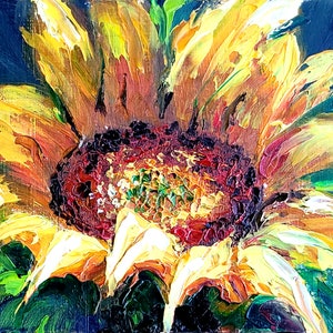 Sunflower Original Painting Flower Art Sunflower Painting Small Wall Art 7 By 5  By ArtByVarduhi