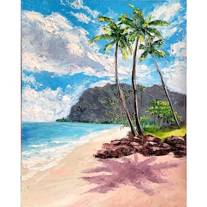 Hawaii Painting Beach Wall Art Original Painting Tropical Beach Wall Art By ArtByVarduhi