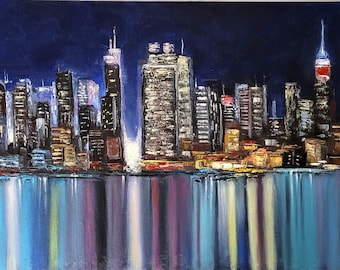 New York Painting Cityscape Original Painting New York Wall Art 12 By 16 By ArtByVarduhi