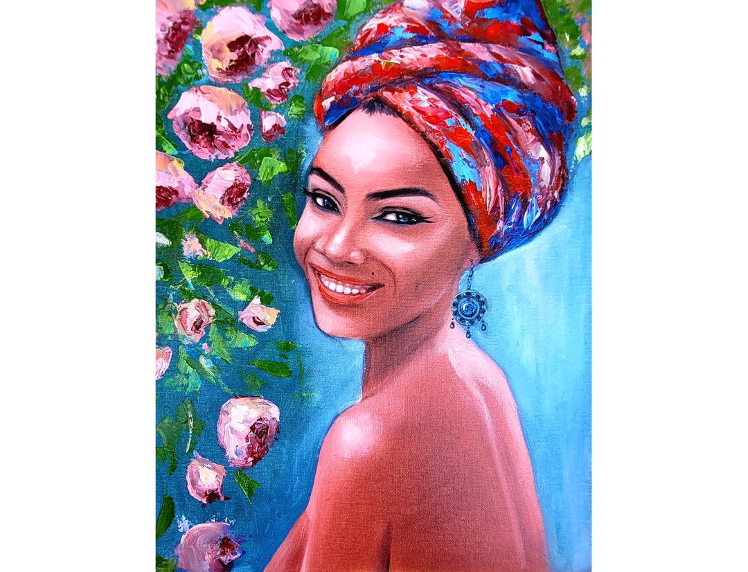 African Woman Painting Original Art African American Art Etsy