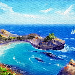 Laguna Beach California Seascape Original Painting Oil Artwork By ArtByVarduhi