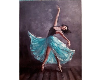 Ballerina Painting Original Woman Artwork Ballet Wall Art Original Oil Painting Dance Art 12 by 16 By ArtByVarduhi