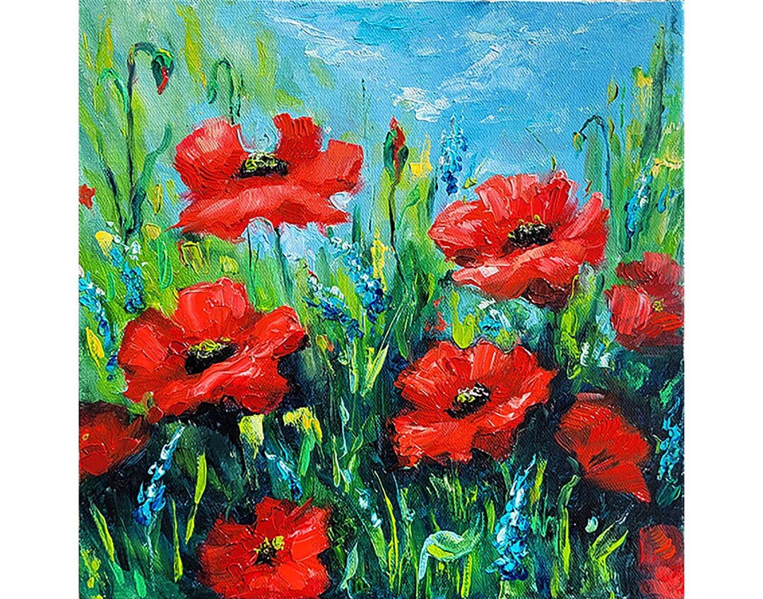 California Poppy Painting Original Floral Art Red Poppies Painting ...