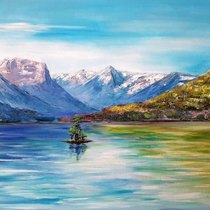 Gletscher Nationalpark Gemälde Berge Gemälde Original Kunst Öl Kunstwerk 12 by 16 by ArtByVarduhi