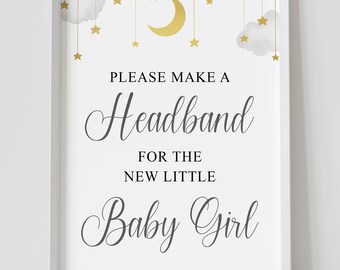 Twinkle Star Baby Shower Headband Station Sign (Digital Download)