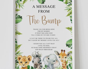 Bericht van het hobbelbord, safari babyshower, hobbelbord, jungledieren, bericht van baby, afdrukbaar, direct downloaden