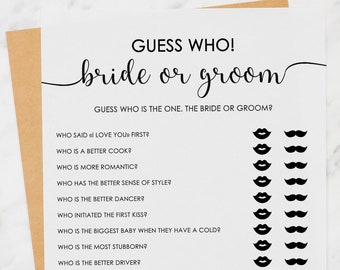 Guess Who Bride or Groom Game Script Bridal Shower Game - Etsy