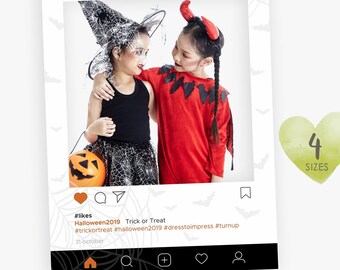 Halloween photo booth frame, editable, printable, halloweengram, funny, instant download