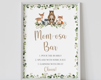 Woodland Baby Shower Momosa Bar Sign: Forest Animals (Digital Download)