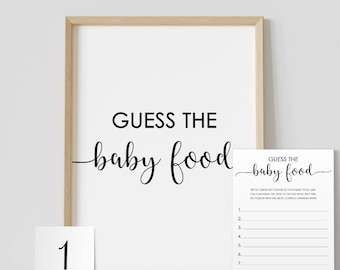 Guess the Baby Food Game: Minimalist Baby Shower Activity (Printable)