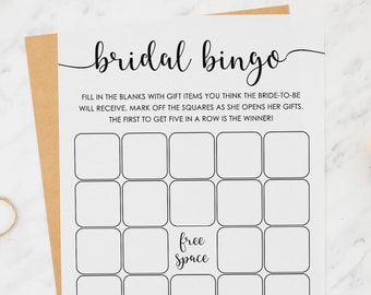 Minimalistische bingokaarten voor vrijgezellenfeesten: zwart-wit afdrukbaar (digitale download)