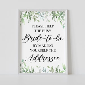 Greenery Bridal Shower Sign: Address the Envelope (Digital Download)