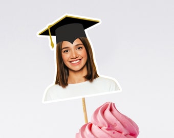 Face cupcake toppers, graduation decorations 2024 for girl, Photo cupcake toppers, Graduate party favors, DIGITAL DOWNLOAD