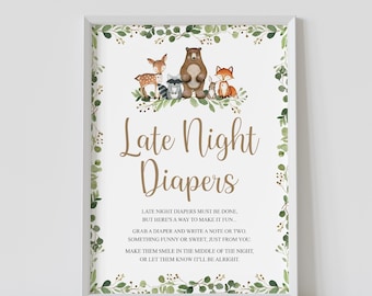 Woodland Baby Shower Diaper Game Sign (Digital Download)
