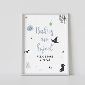 Babies are sweet please take a treat, pastel blue, halloween baby shower favor sign, babies are sweet sign, boy, printable, instant download