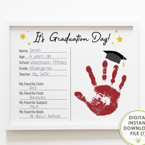 kindergarten graduation keepsake sign, handprint art, kindergarten graduation diploma, instant download