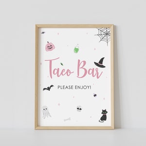 Taco bar sign, baby shower, pastel halloween, taco bar decor, printable, taco bar table sign, instant download