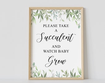 Succulent Baby Shower Sign: Greenery Printable Decor (Digital Download)