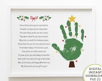 christmas gift from baby, handprint art, christmas poem, to grandma, to mom, to dad, kids craft, keepsake, memory, instant download