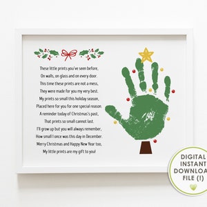 christmas gift from baby, handprint art, christmas poem, to grandma, to mom, to dad, kids craft, keepsake, memory, instant download