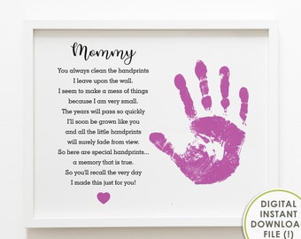 handprint art, DIY mothers day gift from kids, INSTANT DOWNLOAD