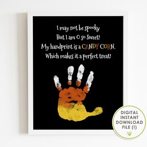 halloween handprint art, halloween poem, DIY crafts for baby | for kids, halloween keepsake craft, candy corn, printable, instant download