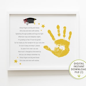 DIY handprint art, kindergarten graduation, keepsake craft, preschool graduation, printable sign 2021