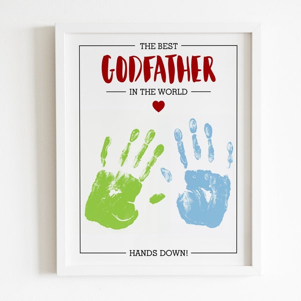godfather gift, handprint gift for godfather from kids, baby handprint, printable, father's day, instant download