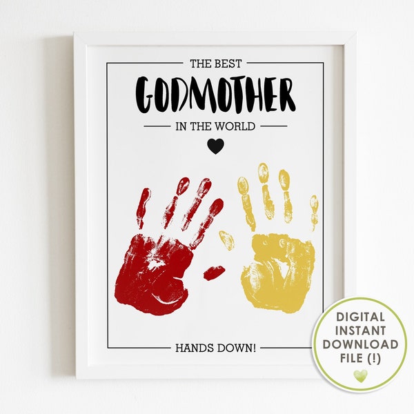handprint art, godmother gift for mothers day, handprint craft, from goddaughter | from godson, best godmother in the world