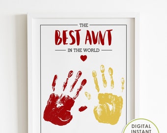 handprint art, aunt mothers day gift, printable mothers day gift for aunt from niece, best aunt in the world