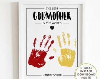 handprint art, godmother gift for mothers day, handprint craft, from goddaughter | from godson, best godmother in the world