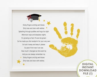 DIY handprint art, kindergarten graduation, keepsake craft, preschool graduation, printable sign 2021