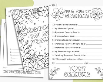 grandma gift from grandkids, all about my grandma, mothers day questionnaires, DIY, grandmother gift, from grandkids, printable