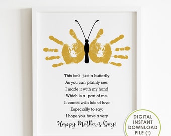 handprint art for mothers day, DIY mothers day gift, printable handprint craft, from kids, first mothers day gifts, INSTANT DOWNLOAD