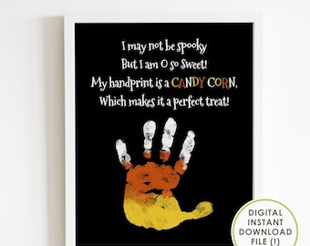 halloween handprint art, halloween poem, DIY crafts for baby | for kids, halloween keepsake craft, candy corn, printable, instant download