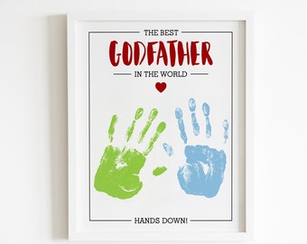 godfather gift, handprint gift for godfather from kids, baby handprint, printable, father's day, instant download