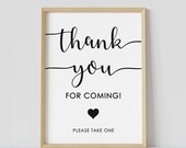 Thank you for coming sign, minimalist baby shower, favors sign, black & white, thank you sign, please take one, printable, instant download